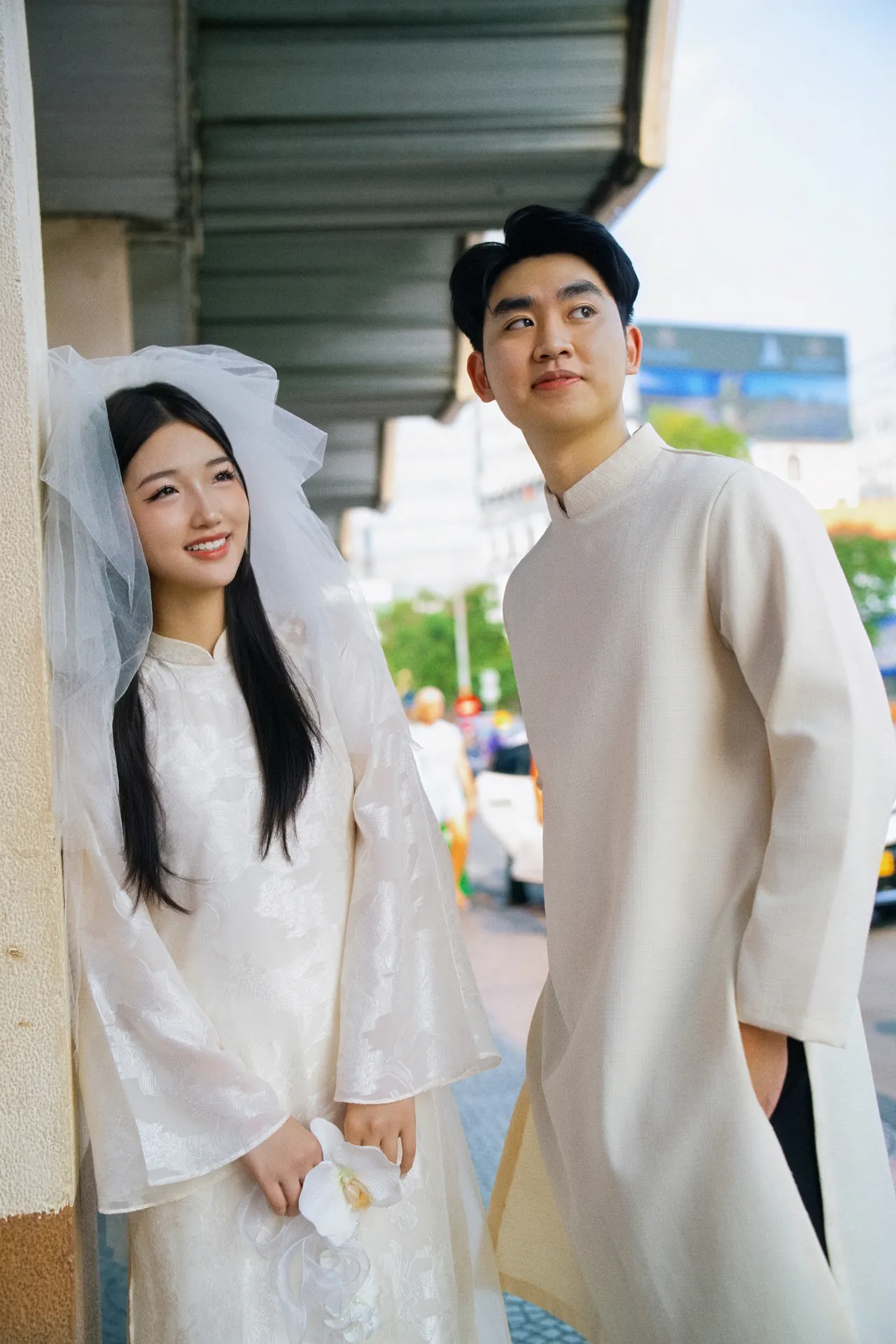 Đình Dương và Thu Hà cùng nhau trong ngày chụp cưới